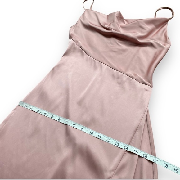 New Lyanar Dusty Rose Cowl Neck Sleeveless Satin Midi Dress Size Extra Small - Picture 12 of 16
